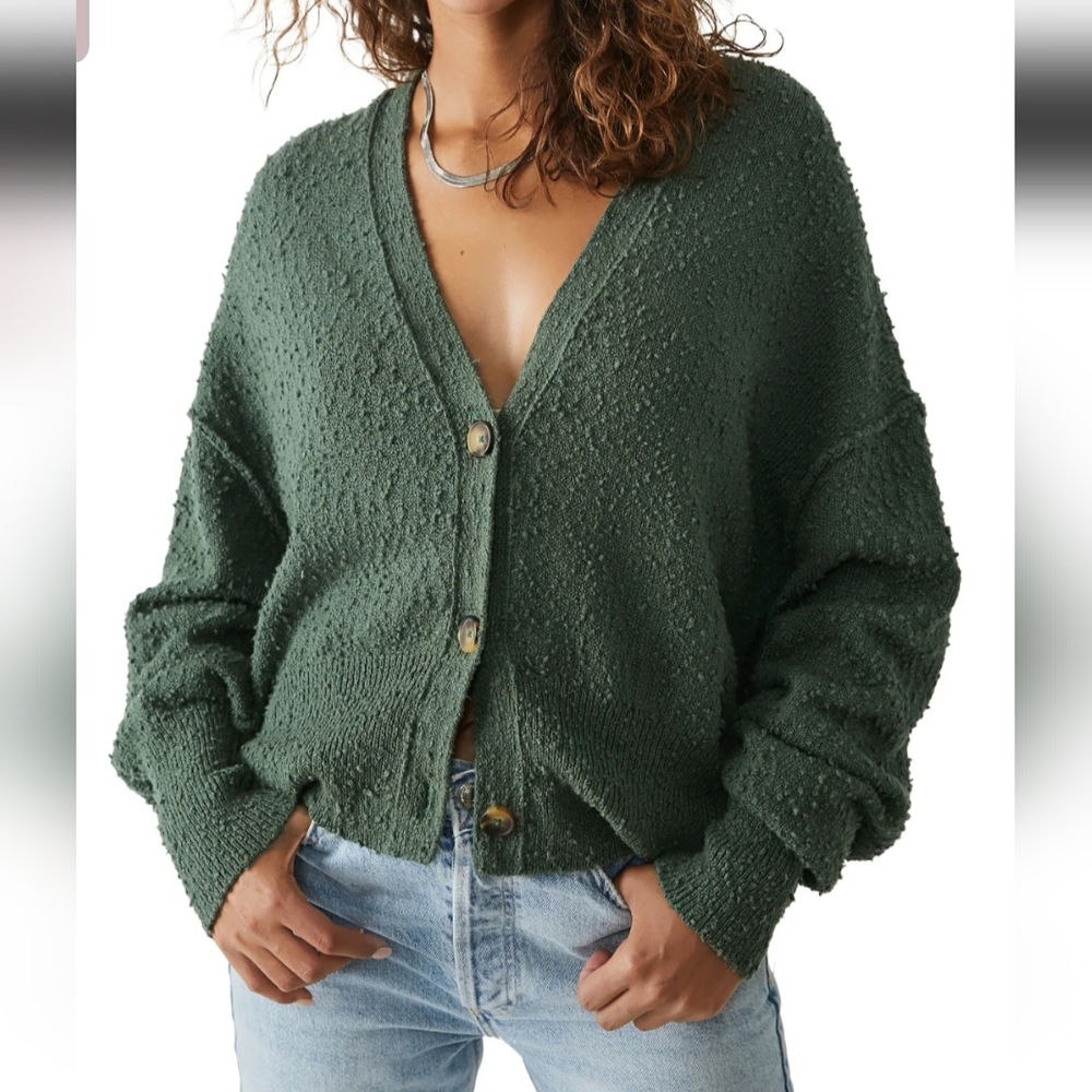 Free People found my friend pine cardigan sweater green